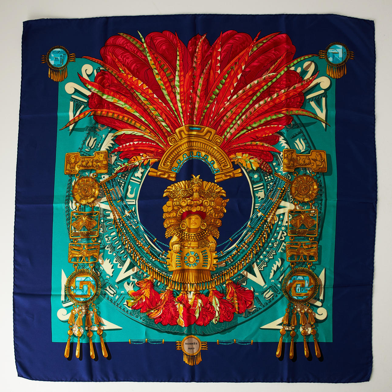 HERMÈS, "L'Or des Incas", Schal, Seide, Design Cathy Latham.