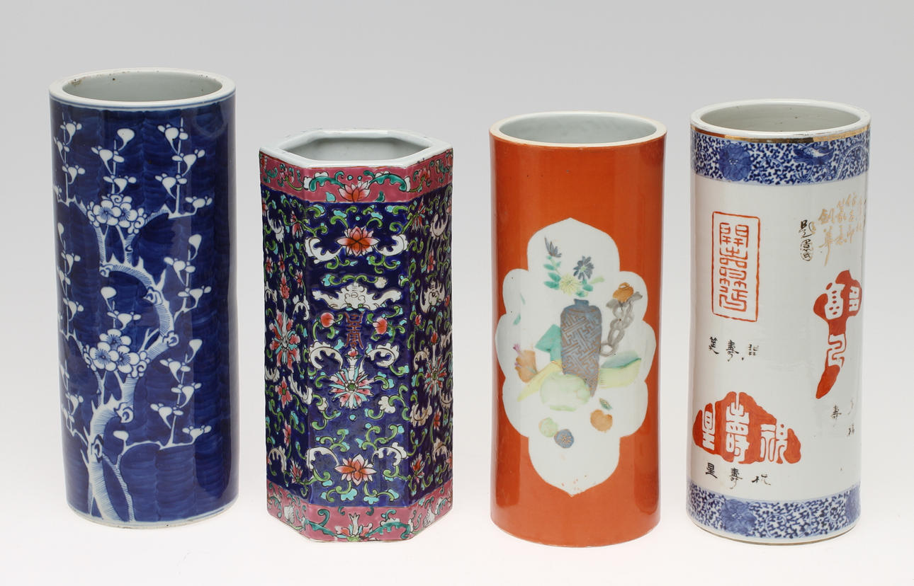 PENSELVASER, 4 st, porslin, Kina.