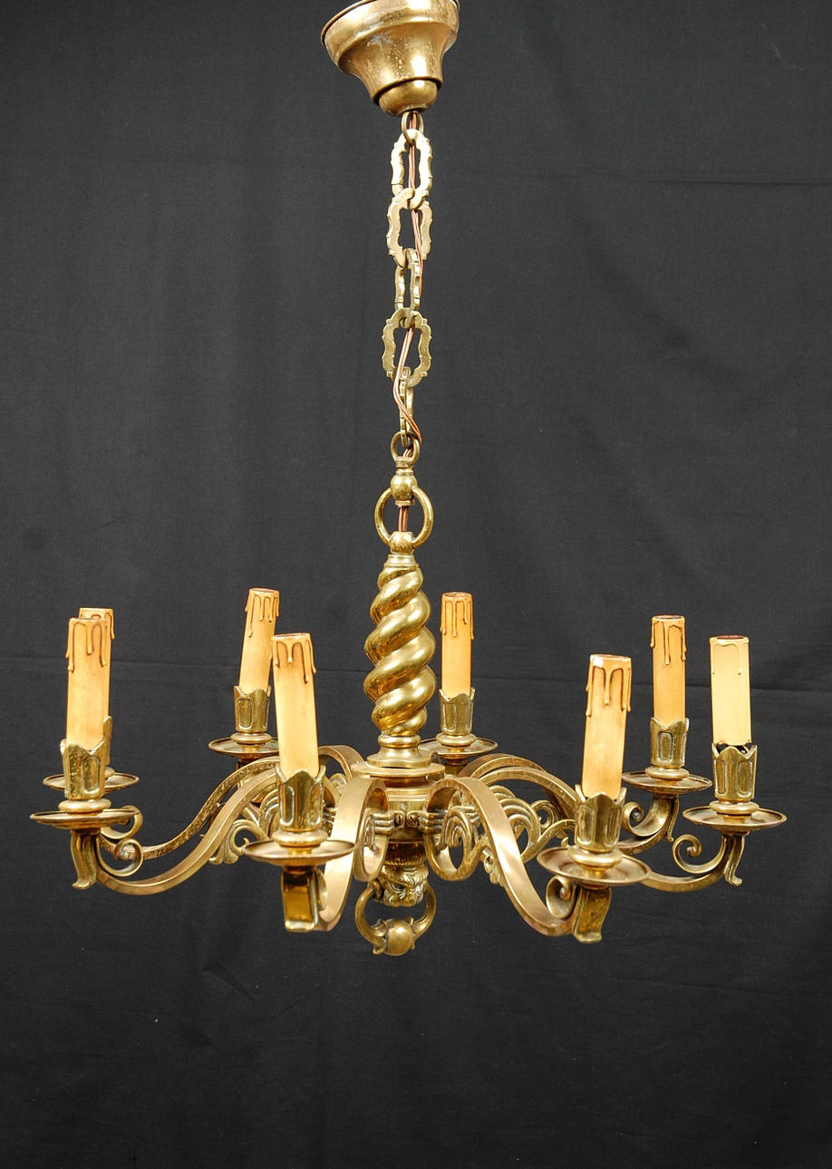 STOR LJUSKRONA, mässing, barockstil, 1900-tal.