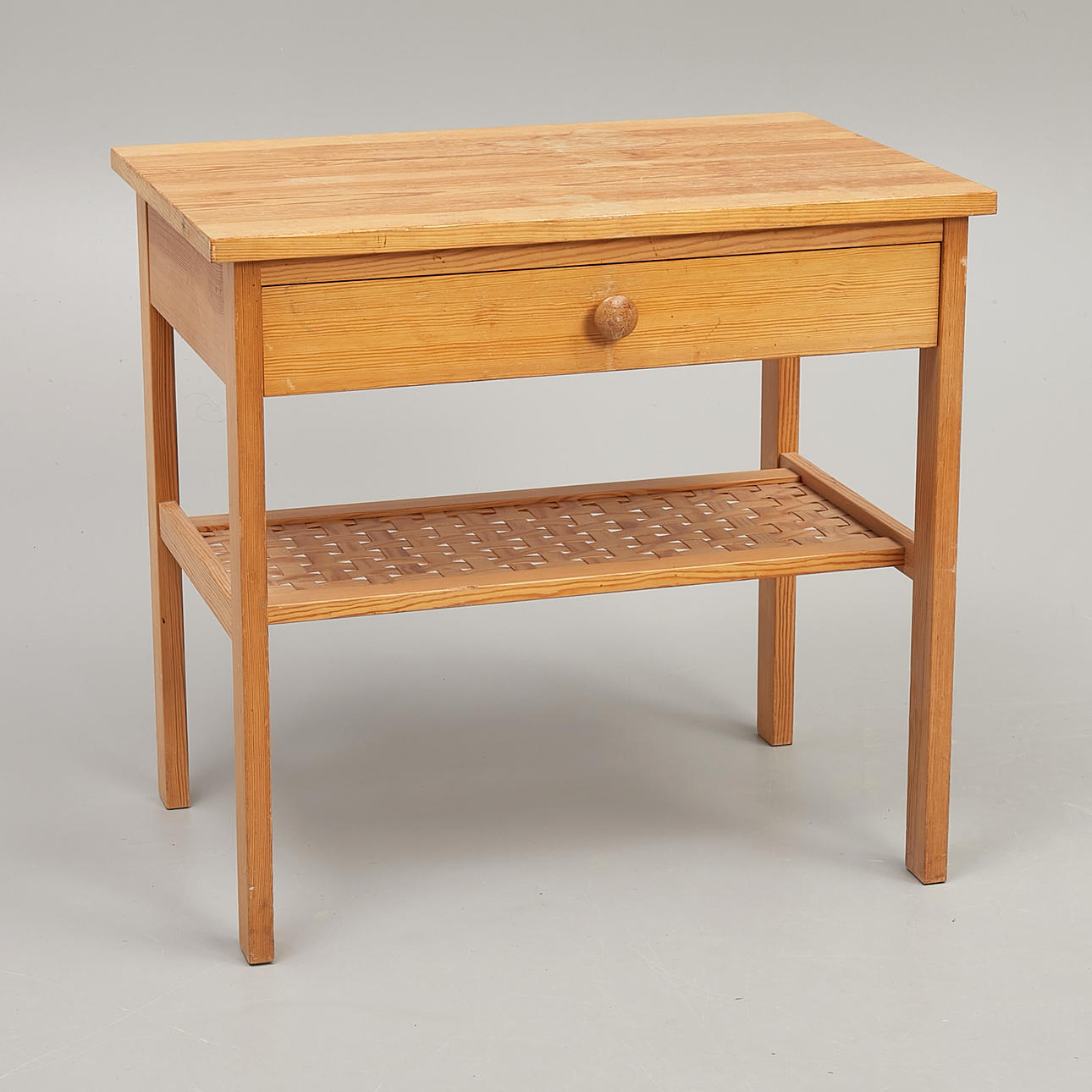 BEDSIDE TABLE, mid 20th century, pine.
