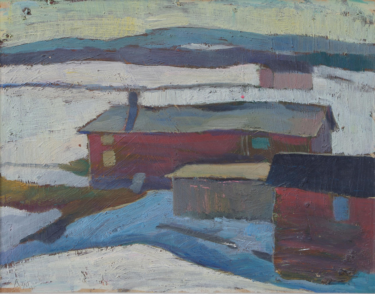 B.JOHANSSON BAJO. "Gamla bryggeriet", olja på pannå, signared Bajo -41.