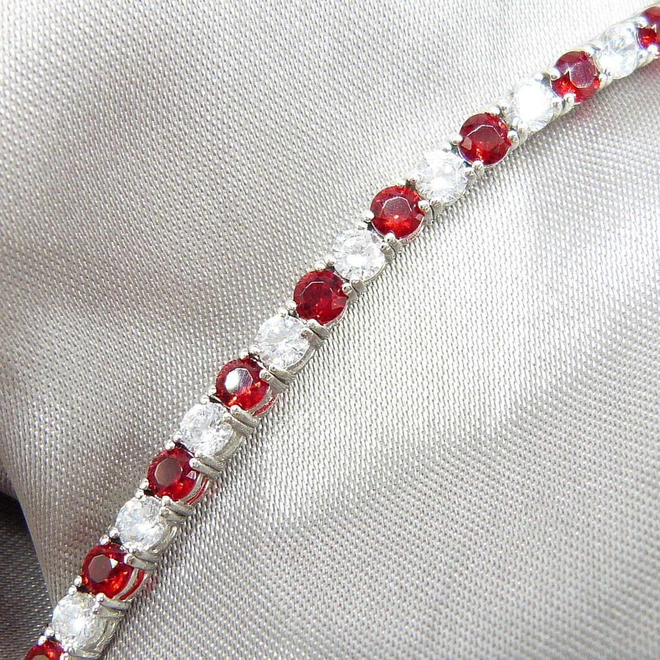 SILVER BRACELET, stone-set.