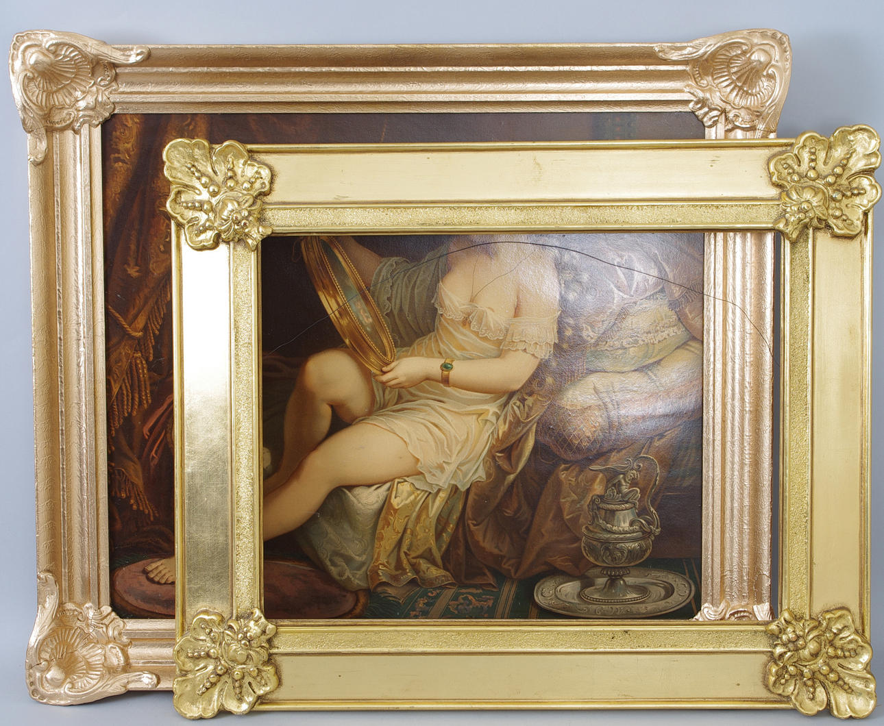 RAMAR 2 stycken, förgylld varav ett med tryck.