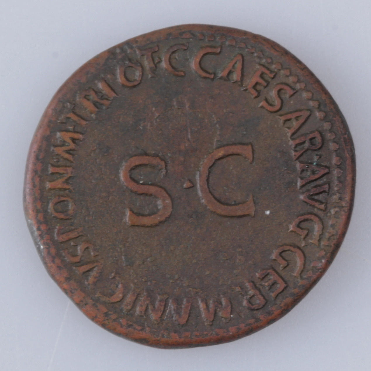 MYNT, brons, dupondius, Nero och Drusus Caesars.