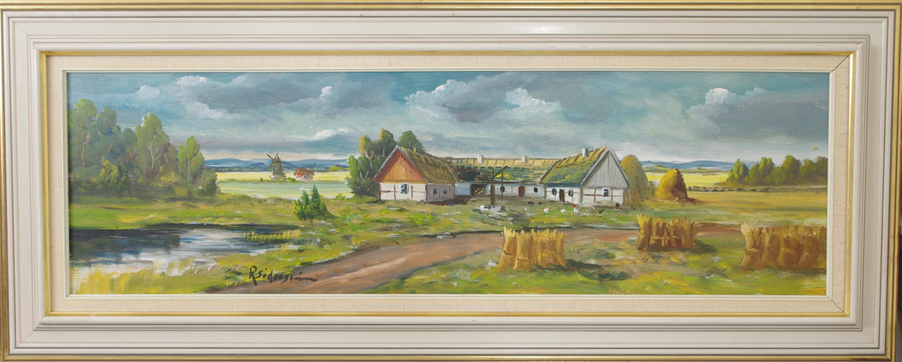 RAGNAR EGRON SÖDRESTRÖM. landskap med gård, olja på duk, signerad R. Söderström.