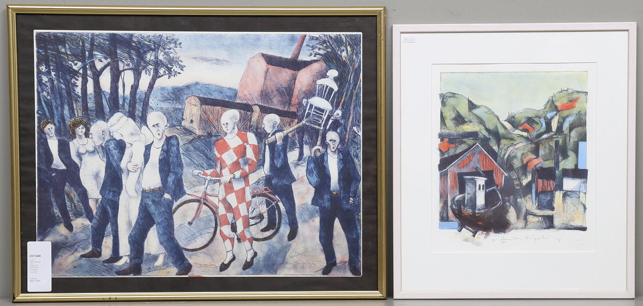 JUSSI TAIPALEENMÄKI. 2 st, färglitografier, signerade och numrerade 173/190 och 12/190.