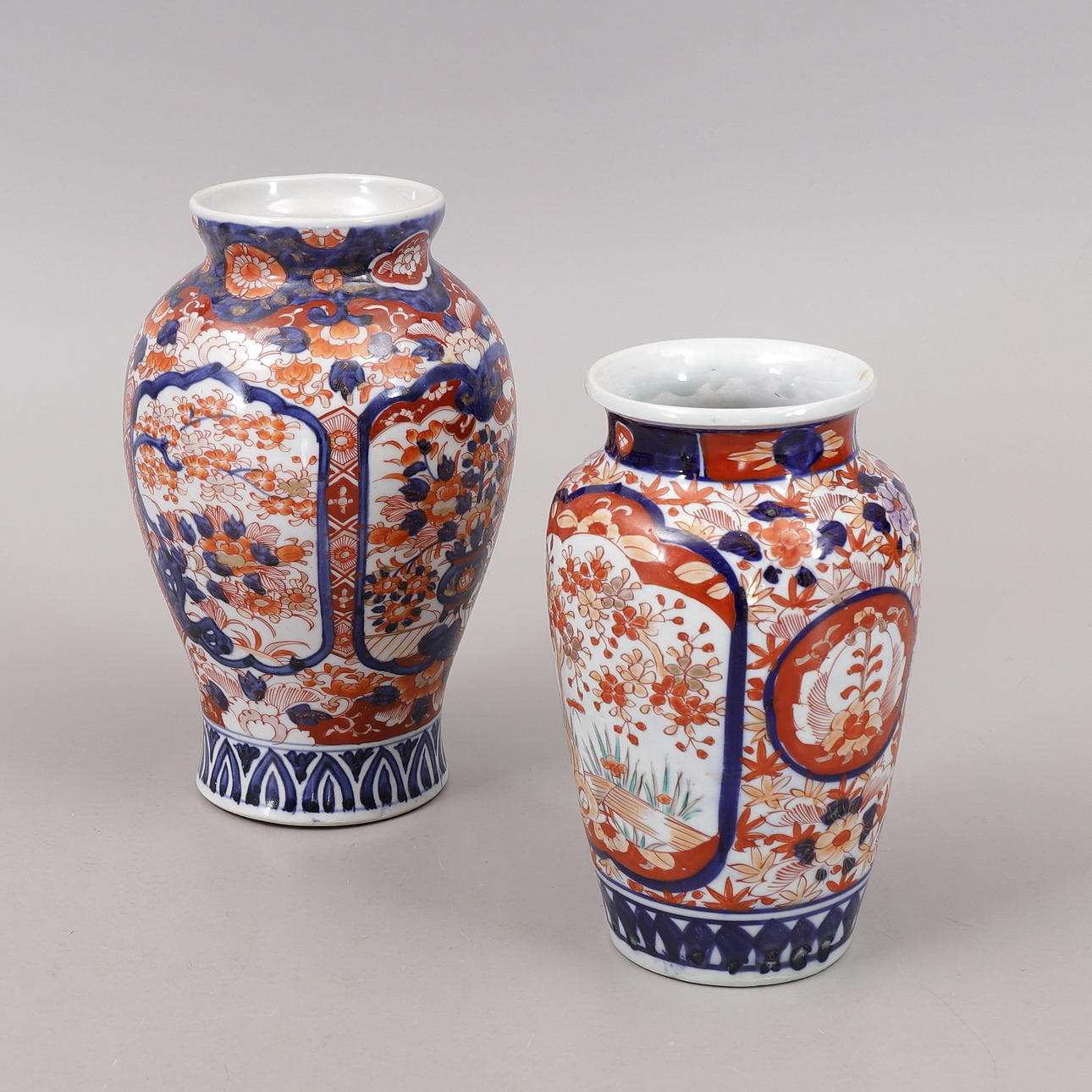 URNS/VASES, 2 pcs, porcelain, oriental.