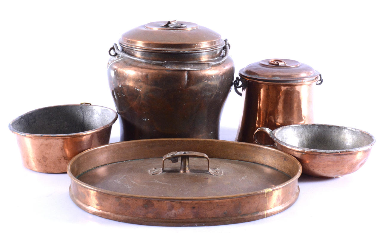 COPPER OBJECTS, 5 pieces, 1 box.