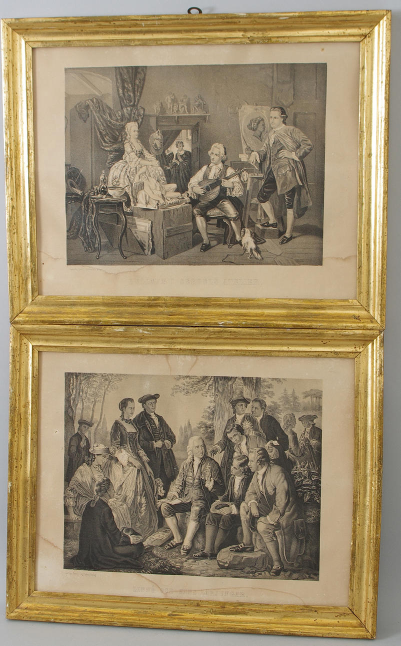 ÄLDRE TRYCK, 2 stycken i förgyllda ramar, Svenska familj-jornalens förlag.