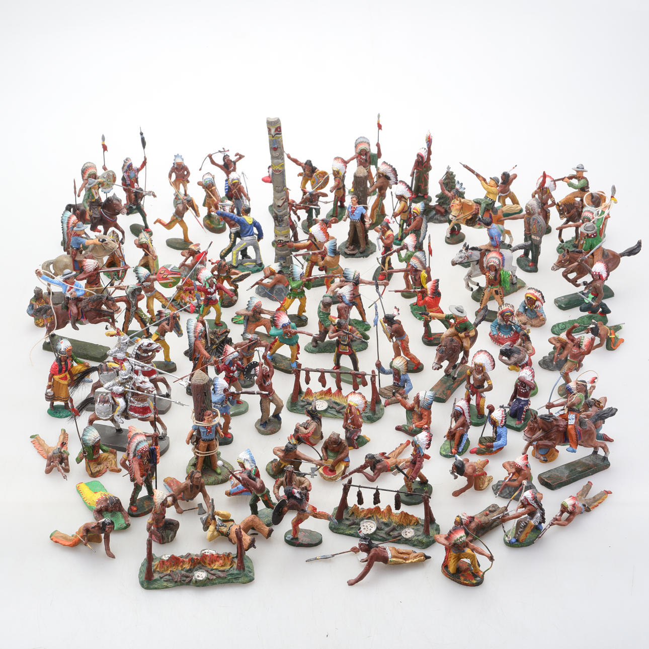 INDIANER UND COWBOYS, Ein Menge, Elastolin/Leyla, 121 Teile.