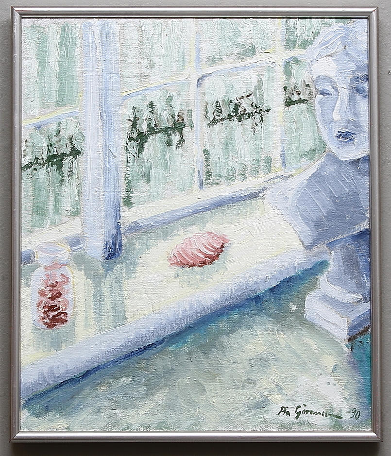 PIA GÖRANSSON. "Snäckan". Olja på duk, signerad och daterad -90.