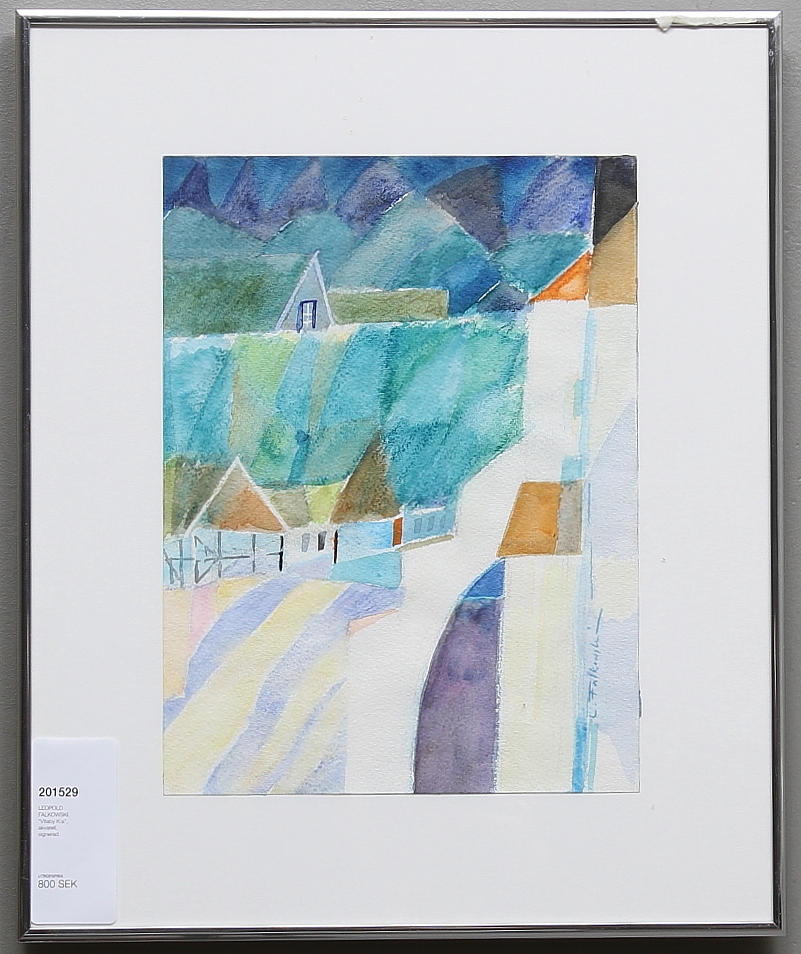 LEOPOLD FALKOWSKI. "Vitaby K:a", akvarell, signerad.