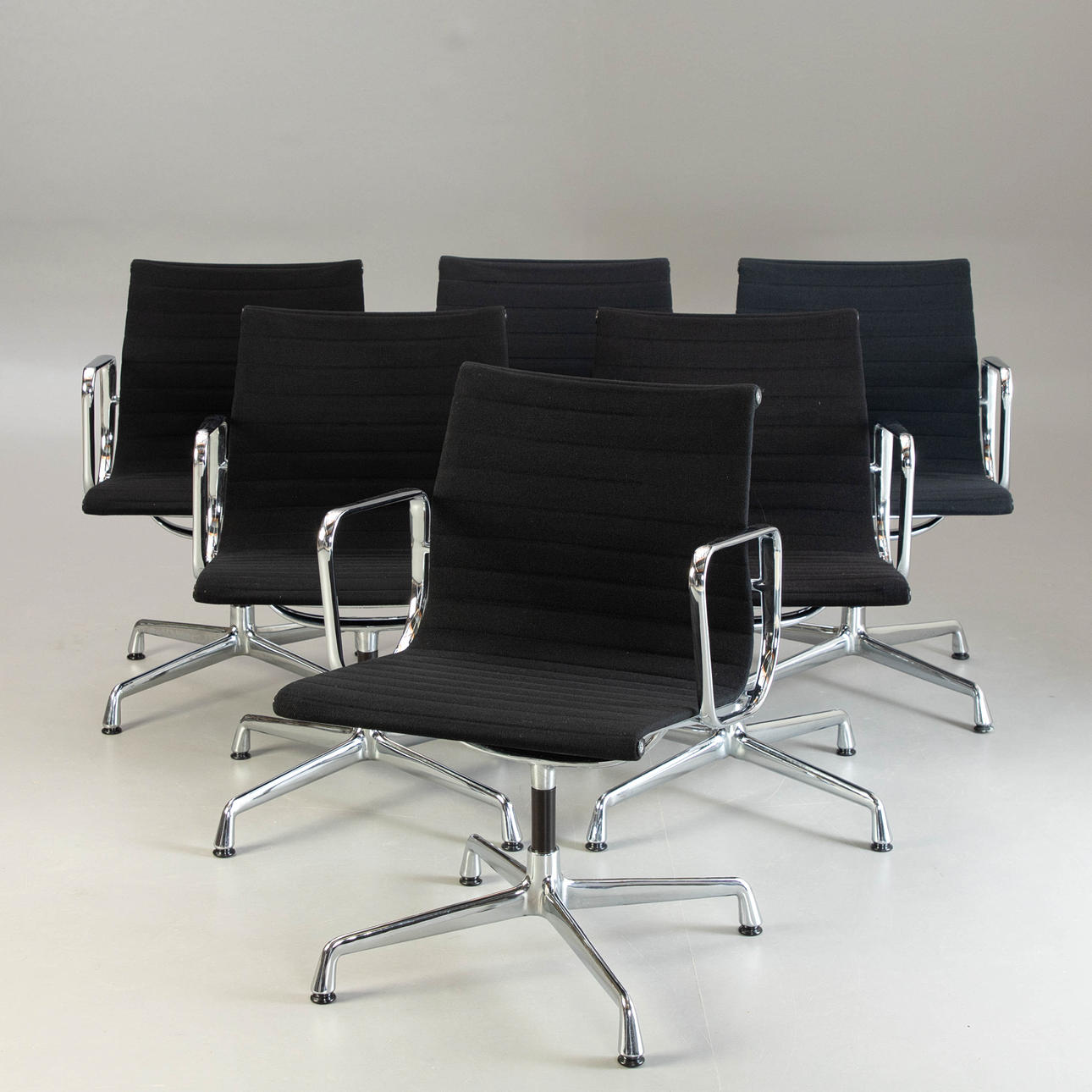 CHARLES & RAY EAMES. 6 office chairs EA 107, Vitra.