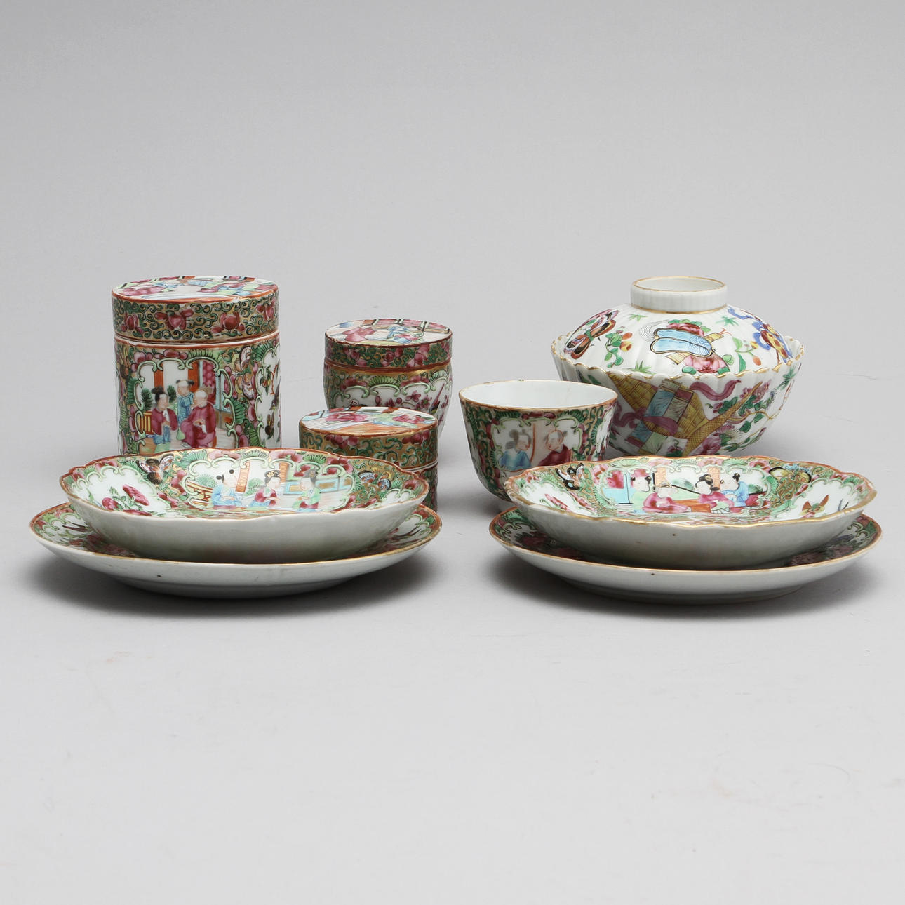 PORSLIN, 9 delar, Kanton, Kina, 1800/1900-tal.