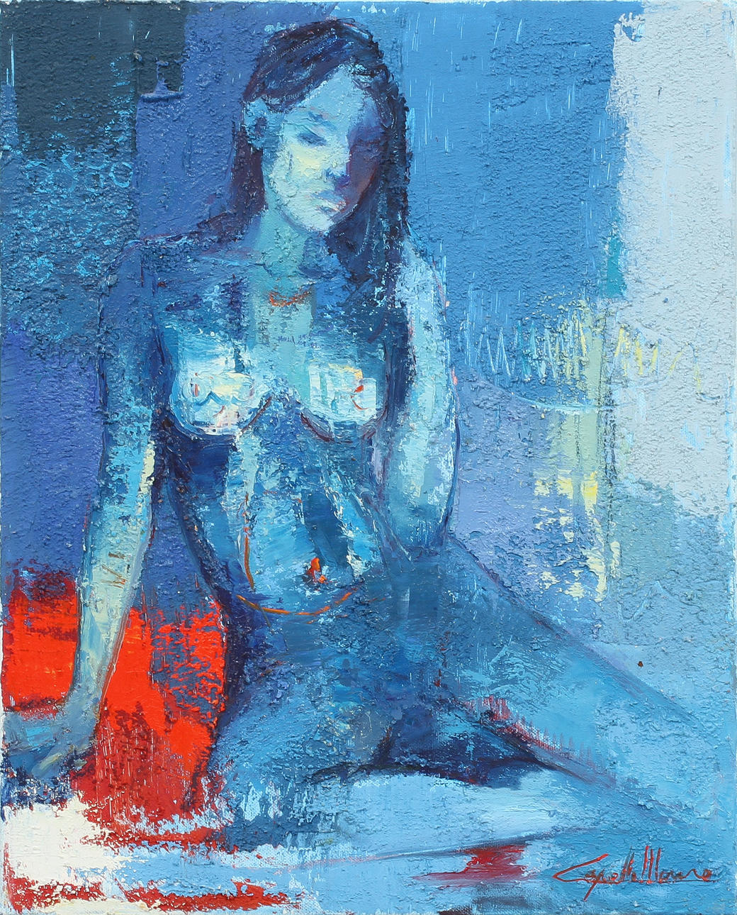 MAURO CAPELLI. "Profumo di donna". Olja på duk. Signerad Capelli Maruro.