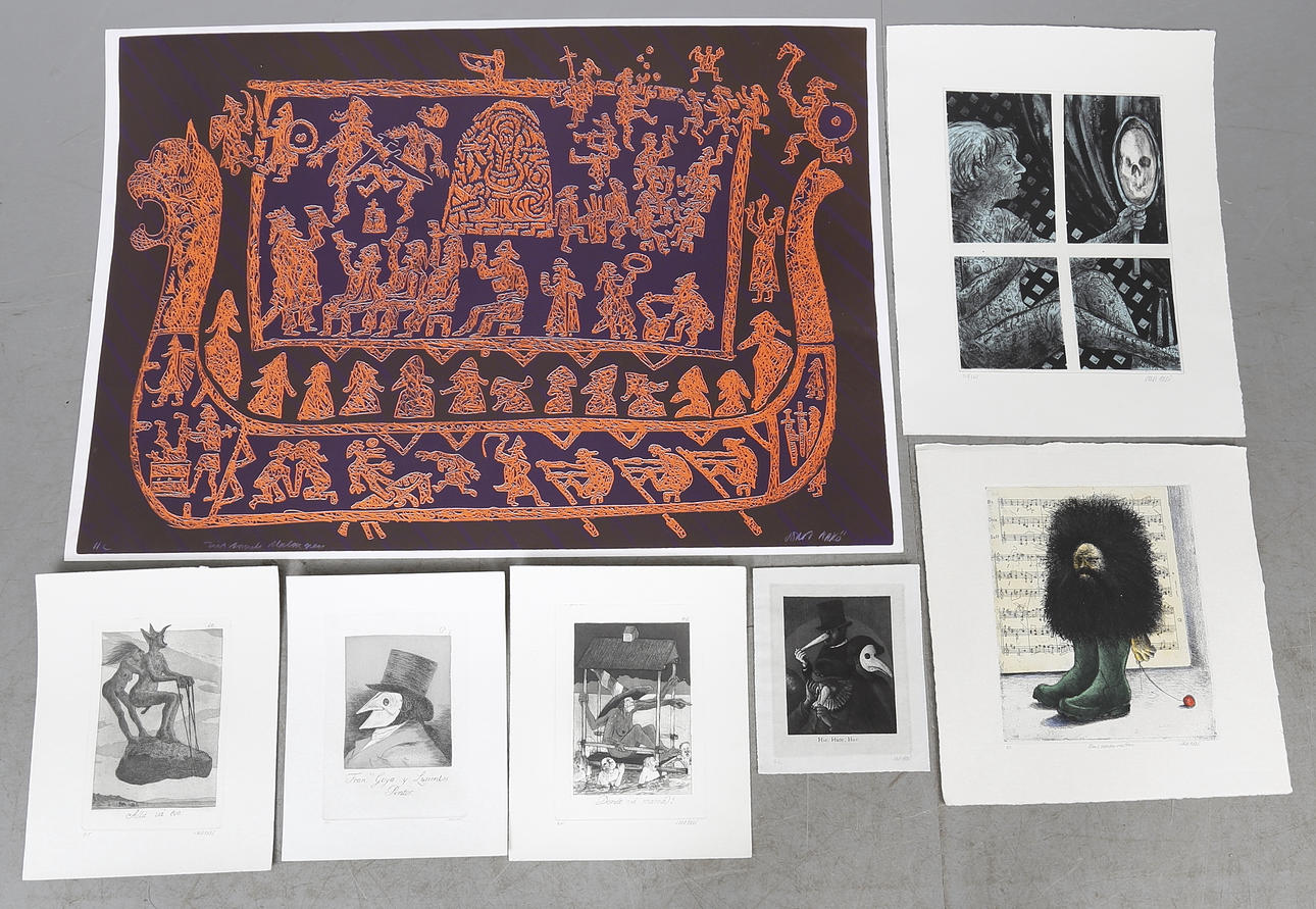 JORDI ARKÖ. 7 st, litografi och etsningar, signerade.