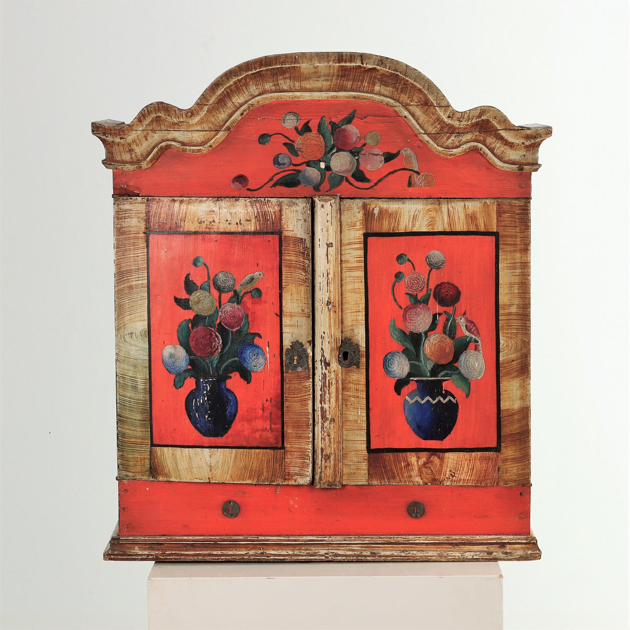 WALL CABINET, decoratively painted, dated 1798.