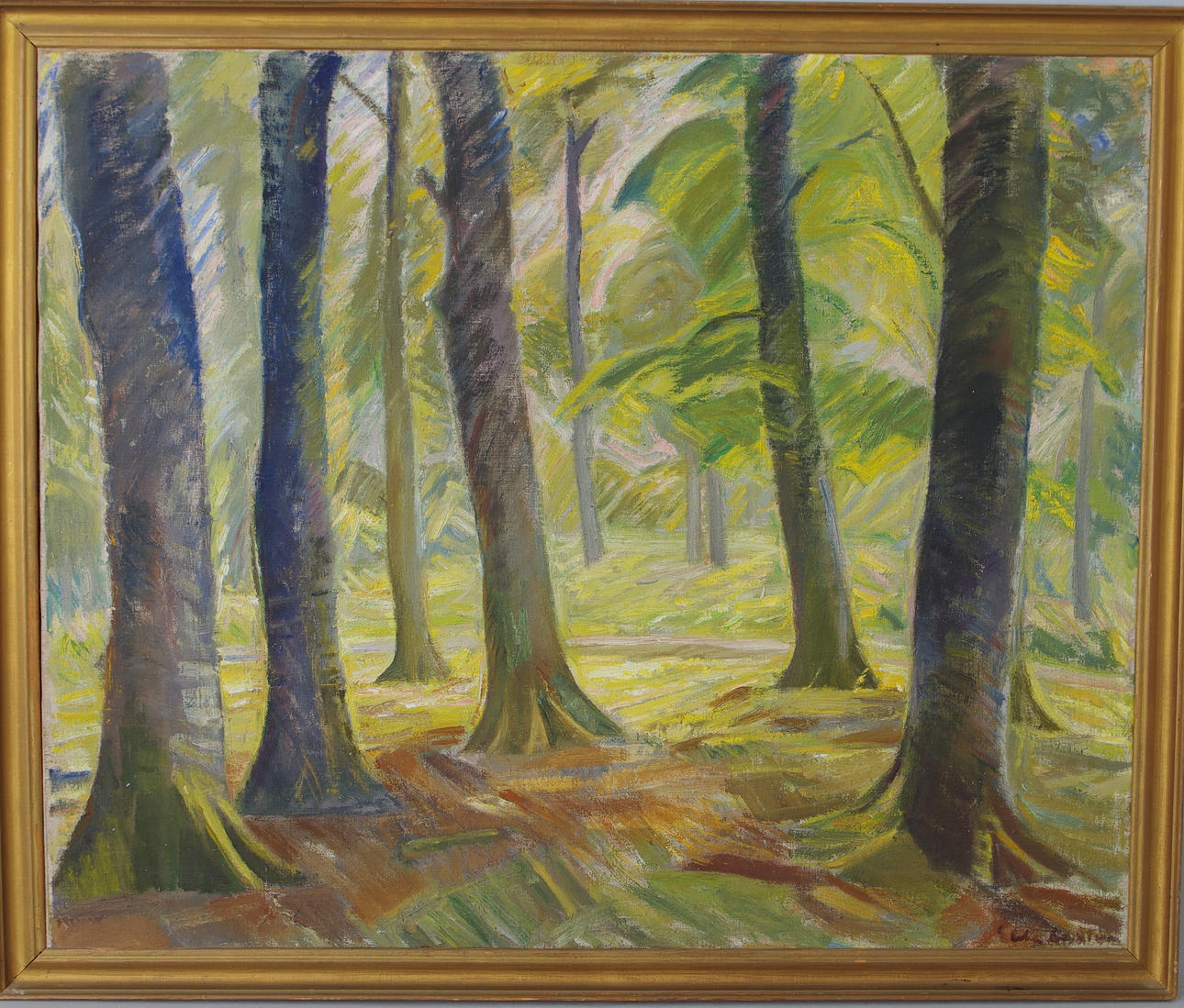 EBBA CARSTENSEN. Skogsbild, olja på duk, signerad.