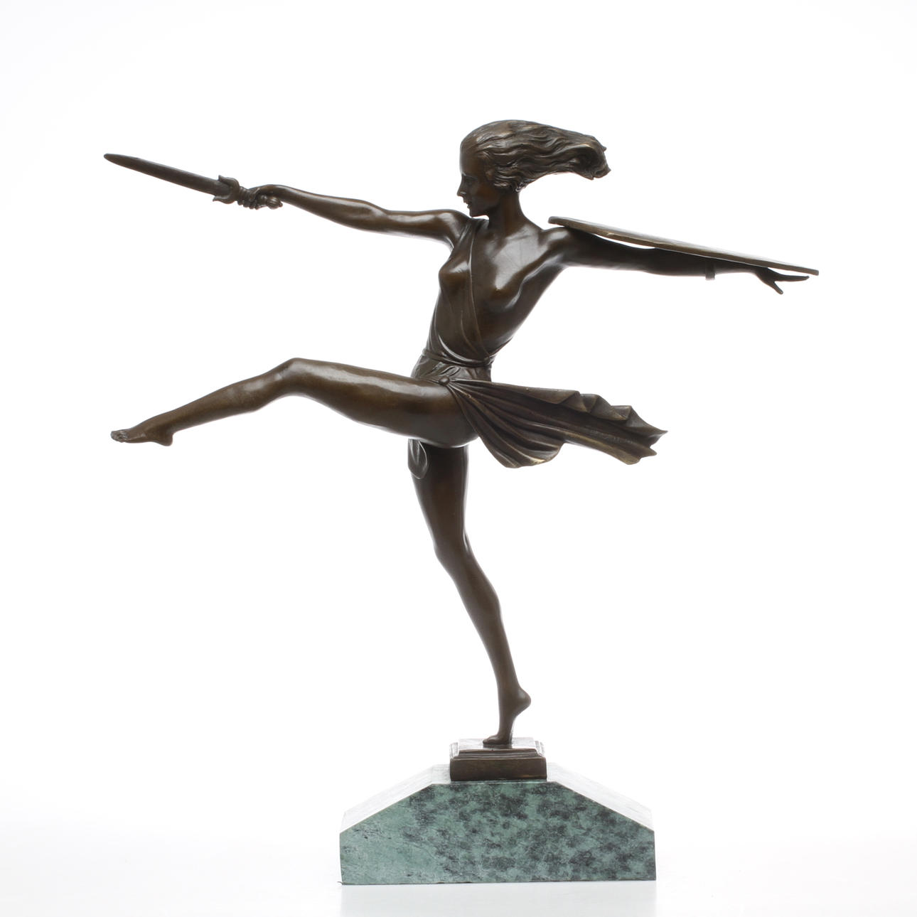 SKULPTUR, Kvinna, brons på stenstockel, 2000-tal.