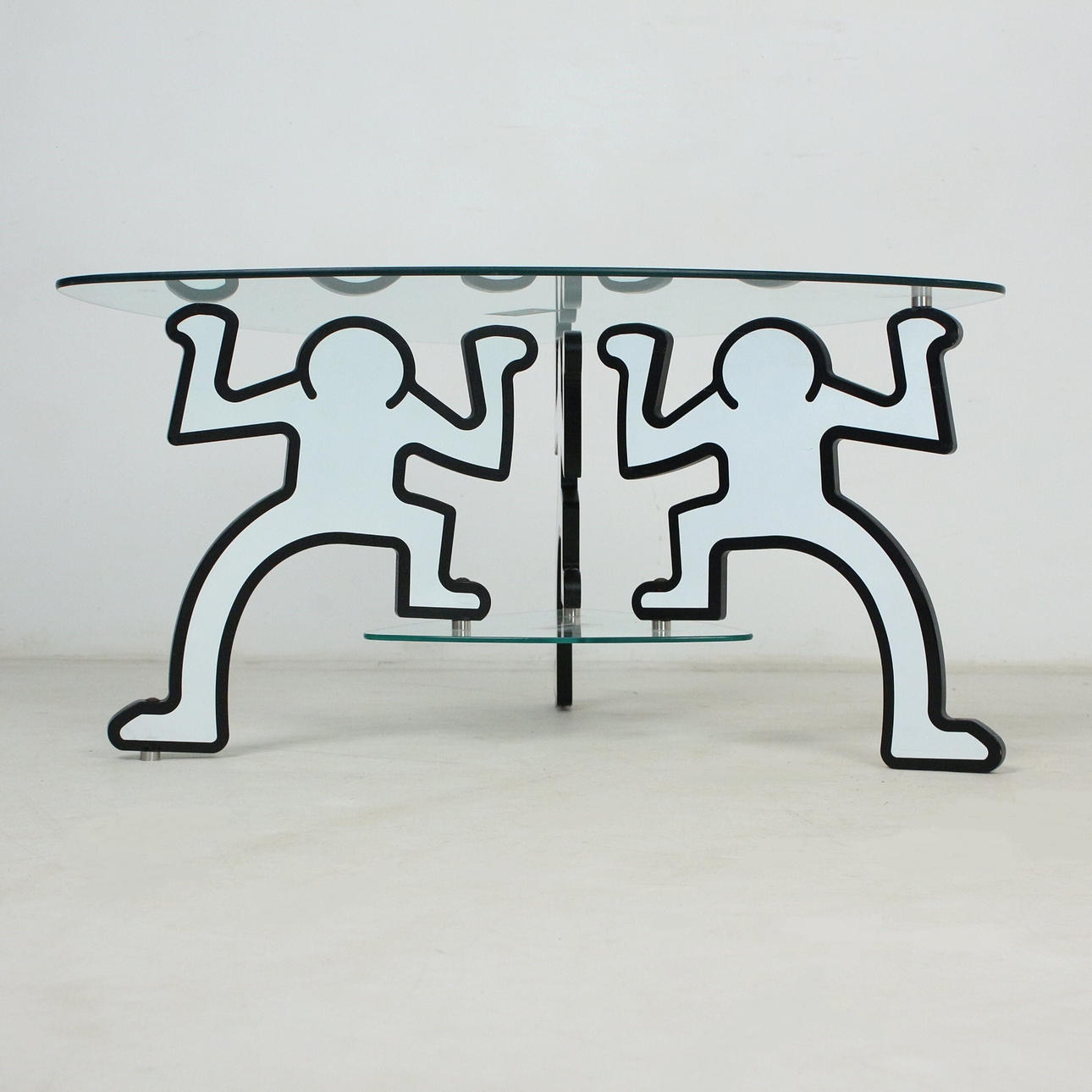 KEITH HARING. Sofabord/sidebord, glas.
