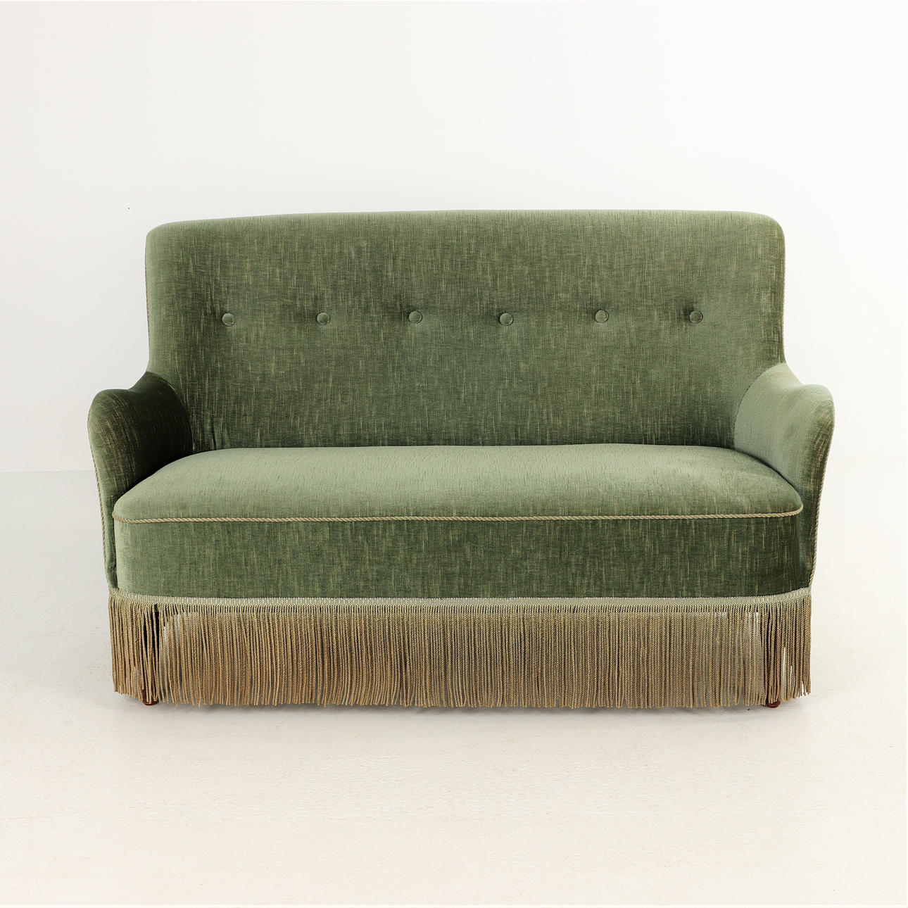 SOFA, green plush, Danish design, 1930s/40s.