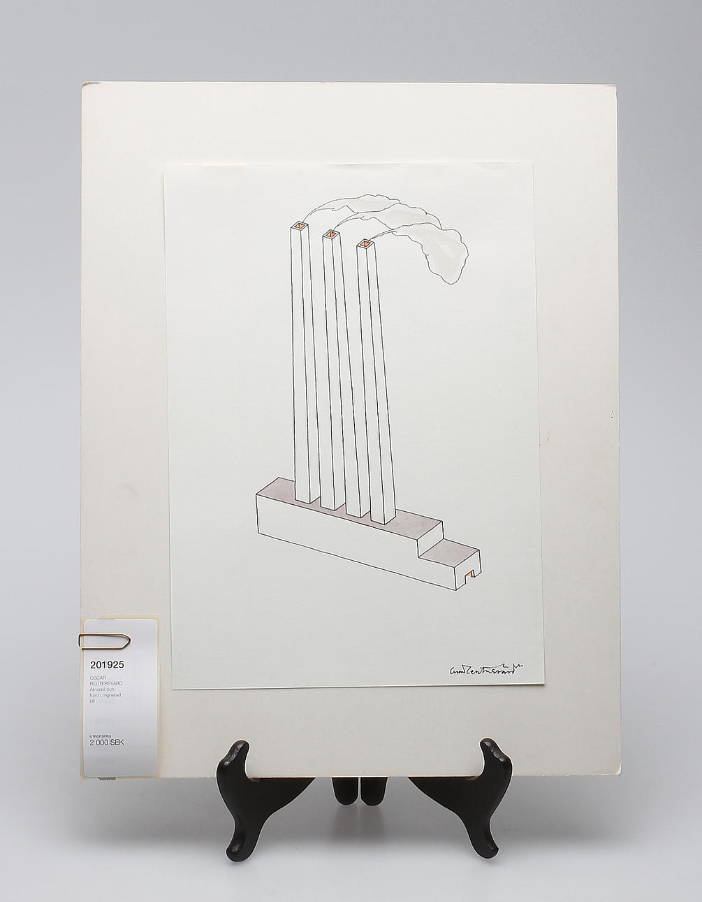 OSCAR REUTERSVÄRD. Akvarell och tusch, signerad.