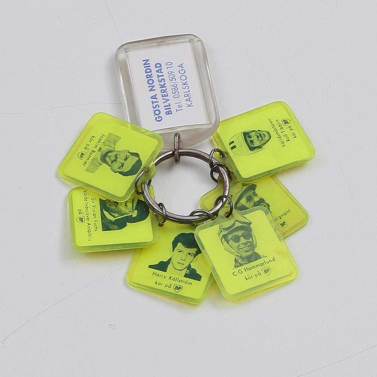 KEY RING, with Racer front pendant, 6 pcs, BP, 1900s.