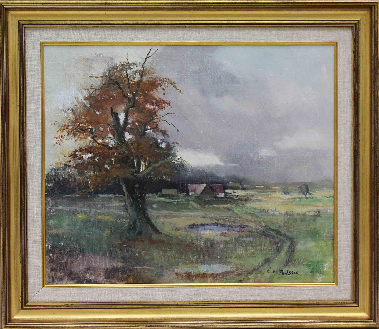 C E TRULSSON. Parti konst. Olja på duk (4). 35x45 cm Sign C Trulsson.