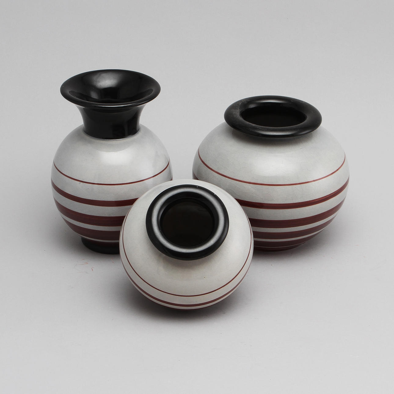 URNOR, 3 st, flintgods, Ilse Claesson, Rörstrand.