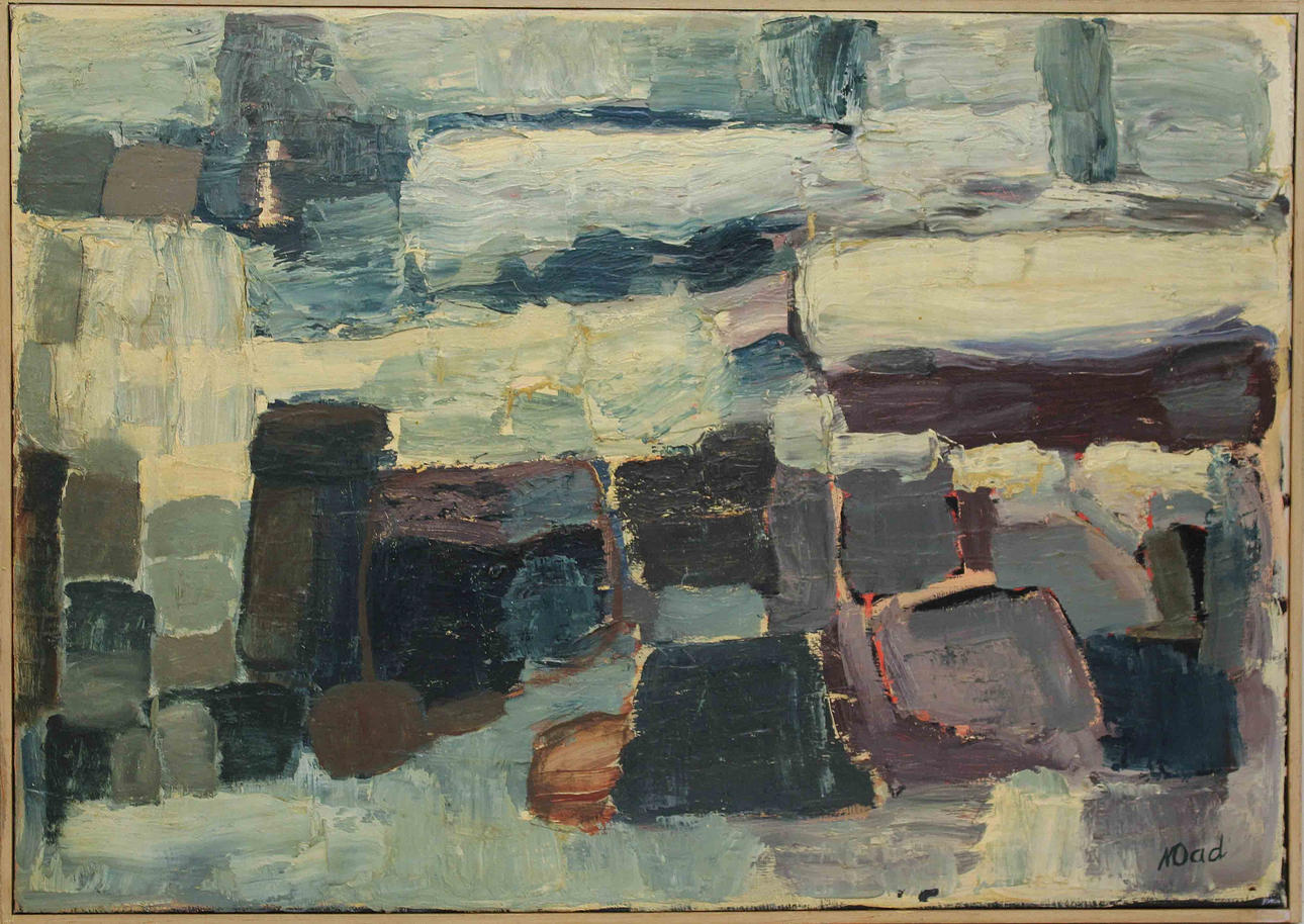 NIKOLAI OAD. Komposition. Olja på duk. Signerad N Oad.