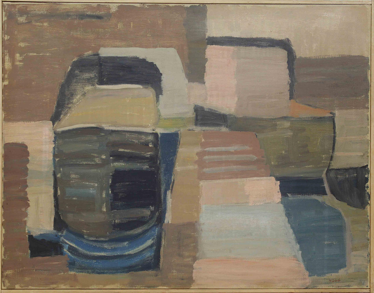 NIKOLAI OAD. "Pråmar". Olja på duk. Signerad N Oad.