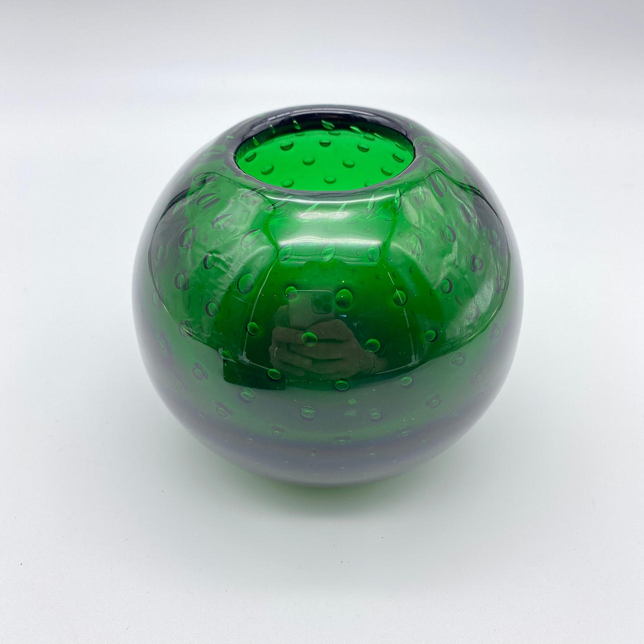 MURANO GLASVASE MED LUFTSPORTE BOBLER.