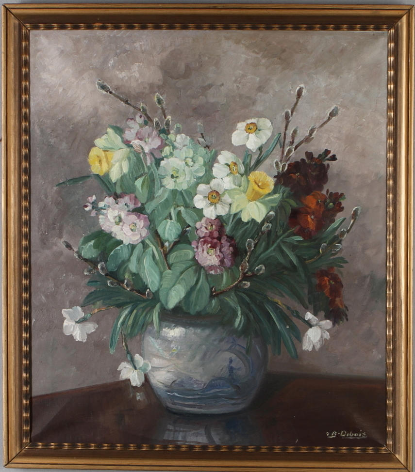 INGEBORG DUBOIS. Blomsterstilleben, olja på duk, signerad.