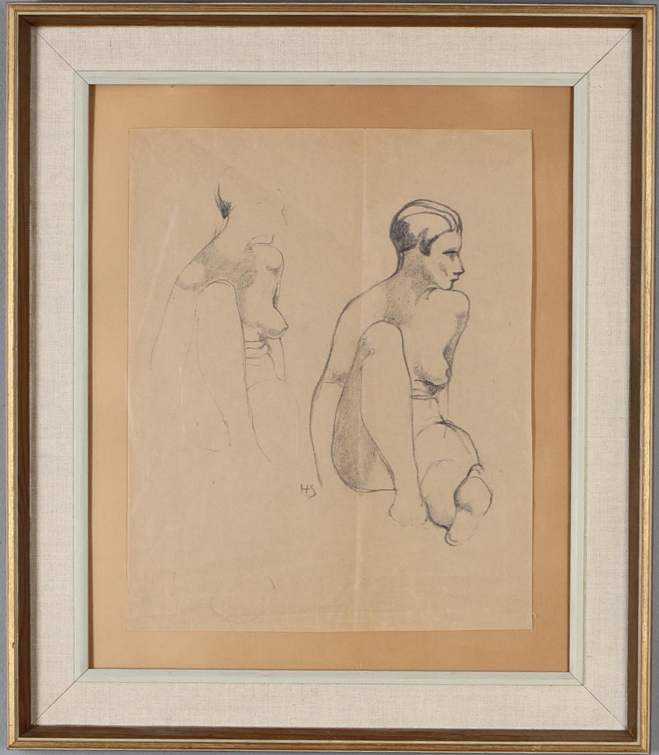 OIDENTIFIERAD KONSTNÄR. teckning, monogramsignerad HS.