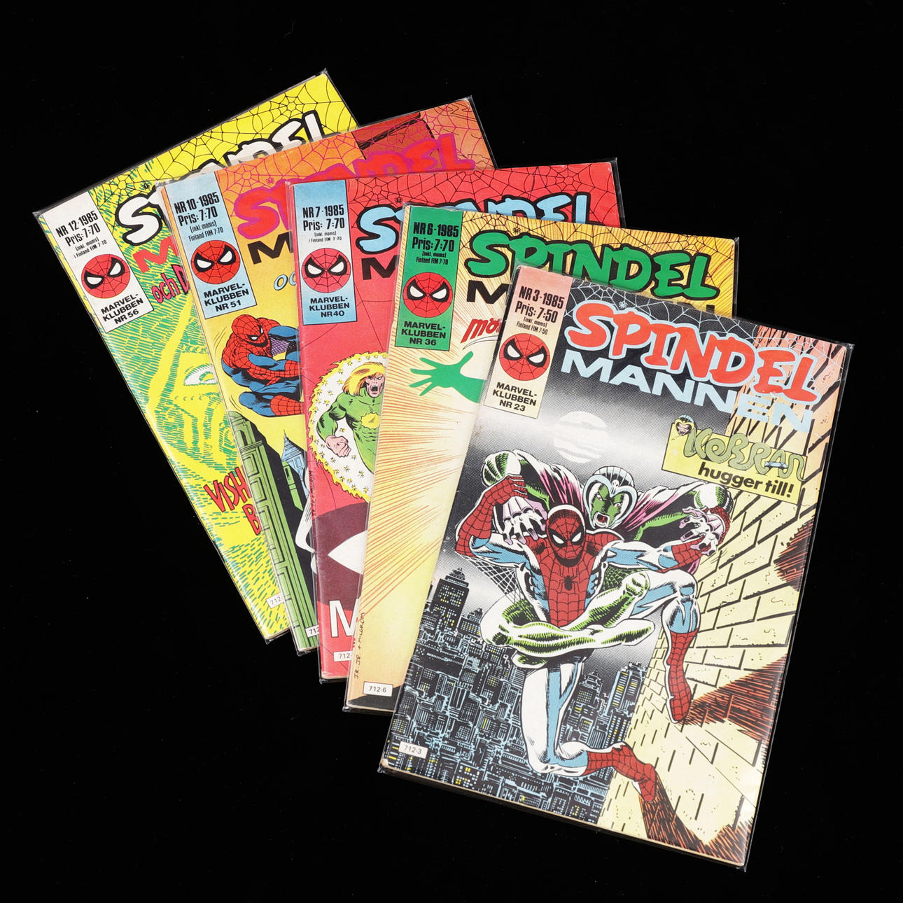 SPIDER-MAN, tegneserie, 5 styk, 1985.