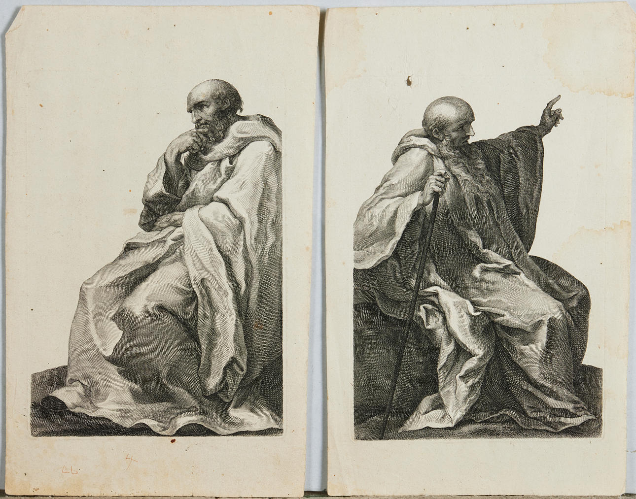 OIDENTIFIERAD KONSTNÄR. Copper engraving (2), 16/18th century, "Philosophers".