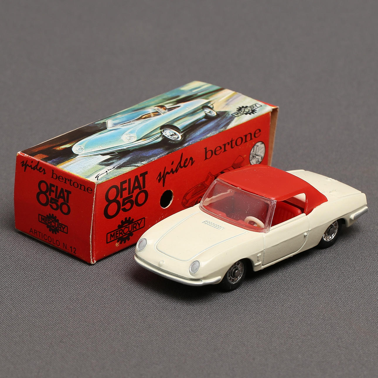 MERCURY FIAT 850 Spider Bertone, beige / red, original box ITALY