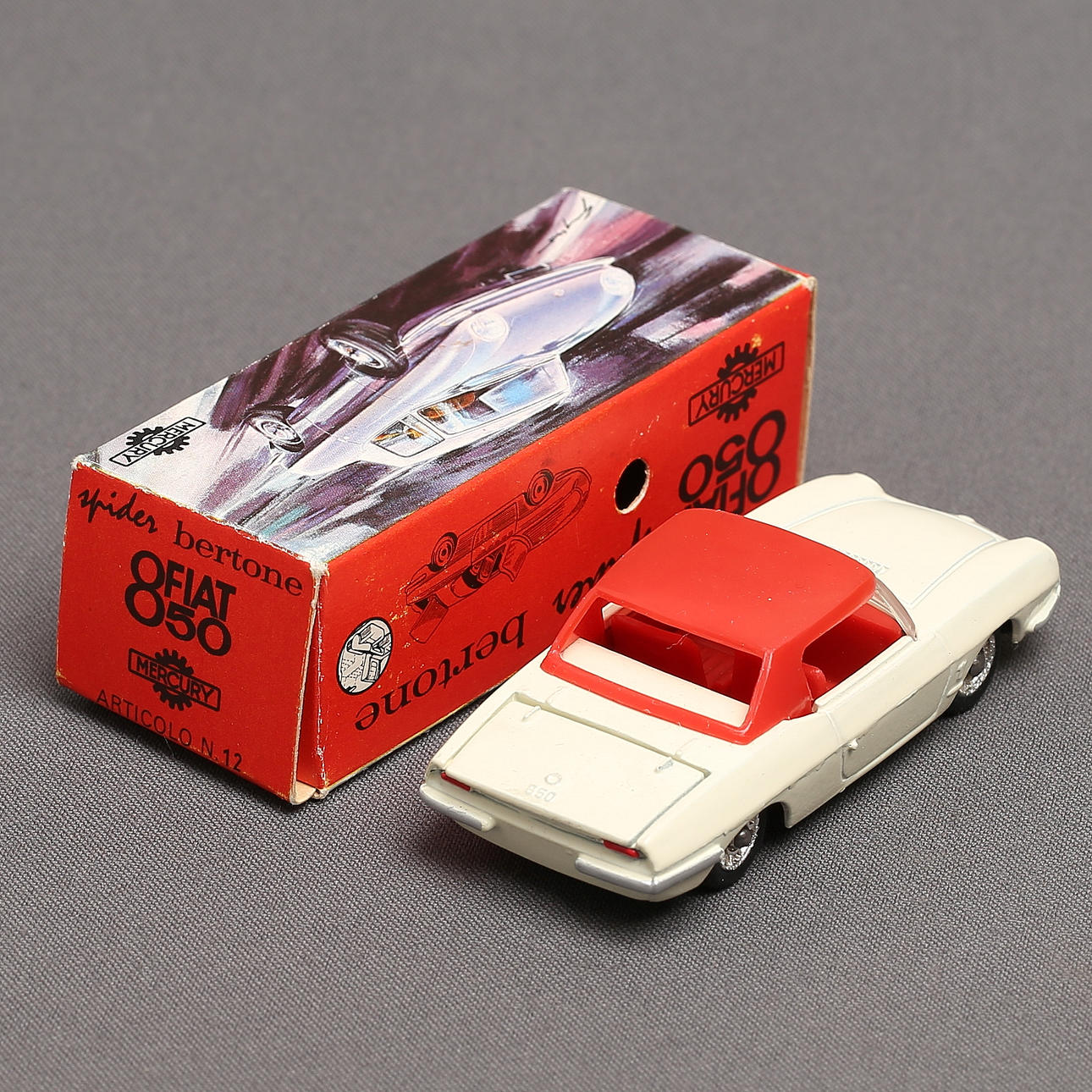 MERCURY FIAT 850 Spider Bertone, beige / red, original box ITALY
