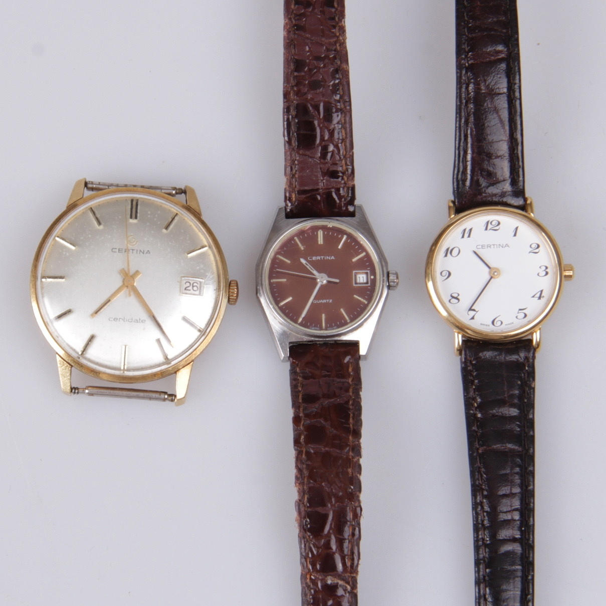 ARMBANDSUR, 3 st. Certina, 1900-talets andra hälft.