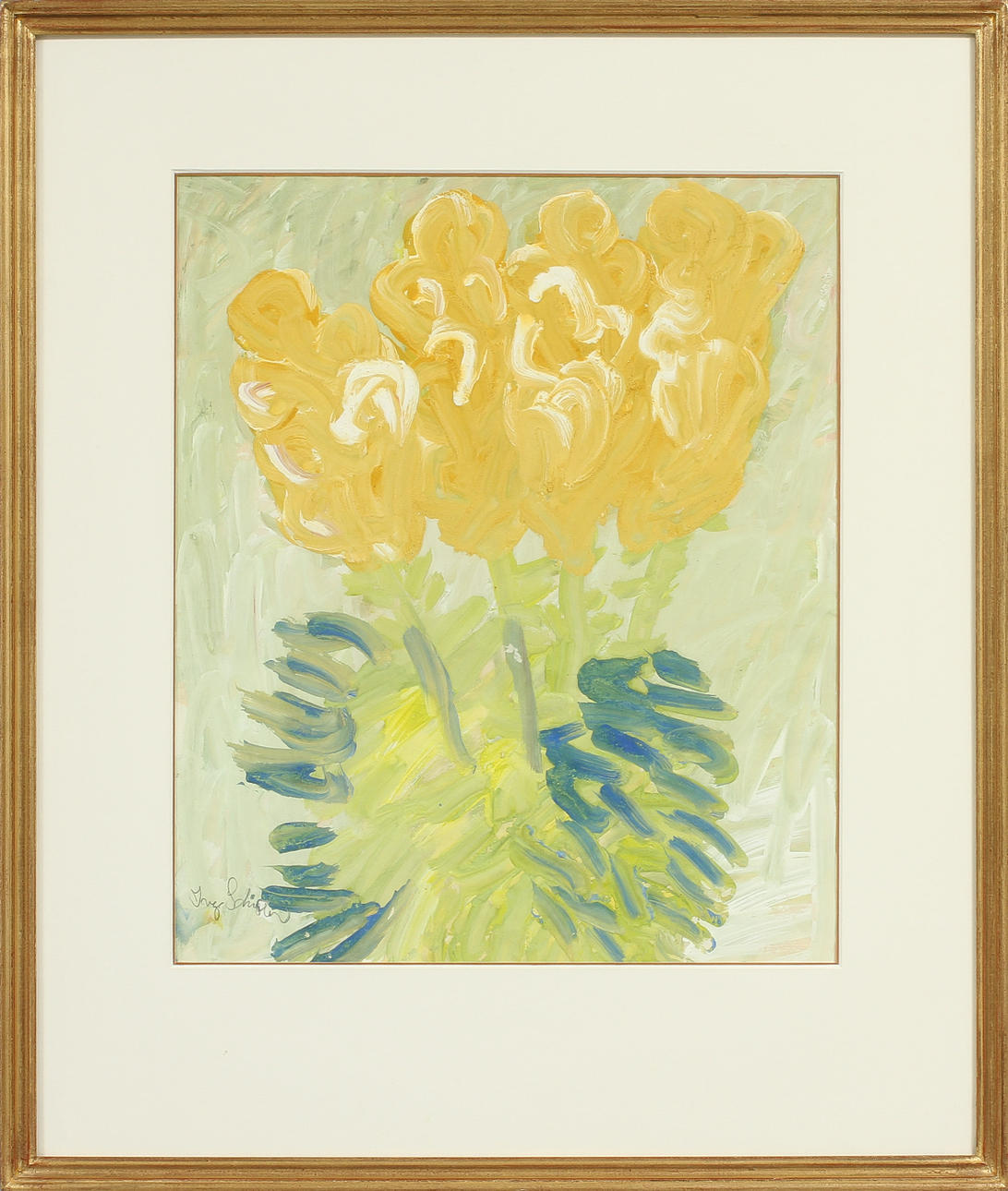 INGE SCHIÖLER (1908-1971). Blommor, gouache, signerad.