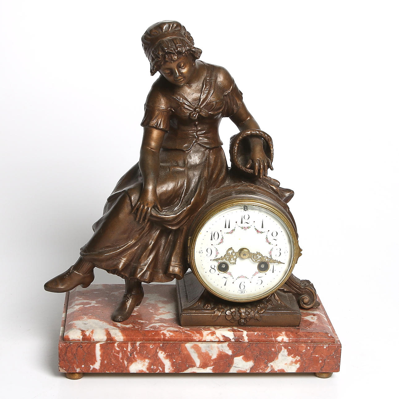 BORDSPENDYL, nyrokoko, signerad "Francoise Moreau, France", Frankrike, 1800-tal.