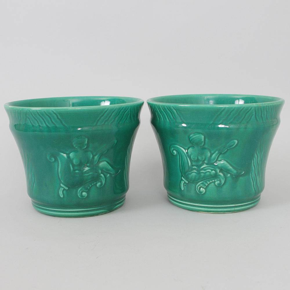 YTTERFODER, 1 par, grönglaserad keramik.