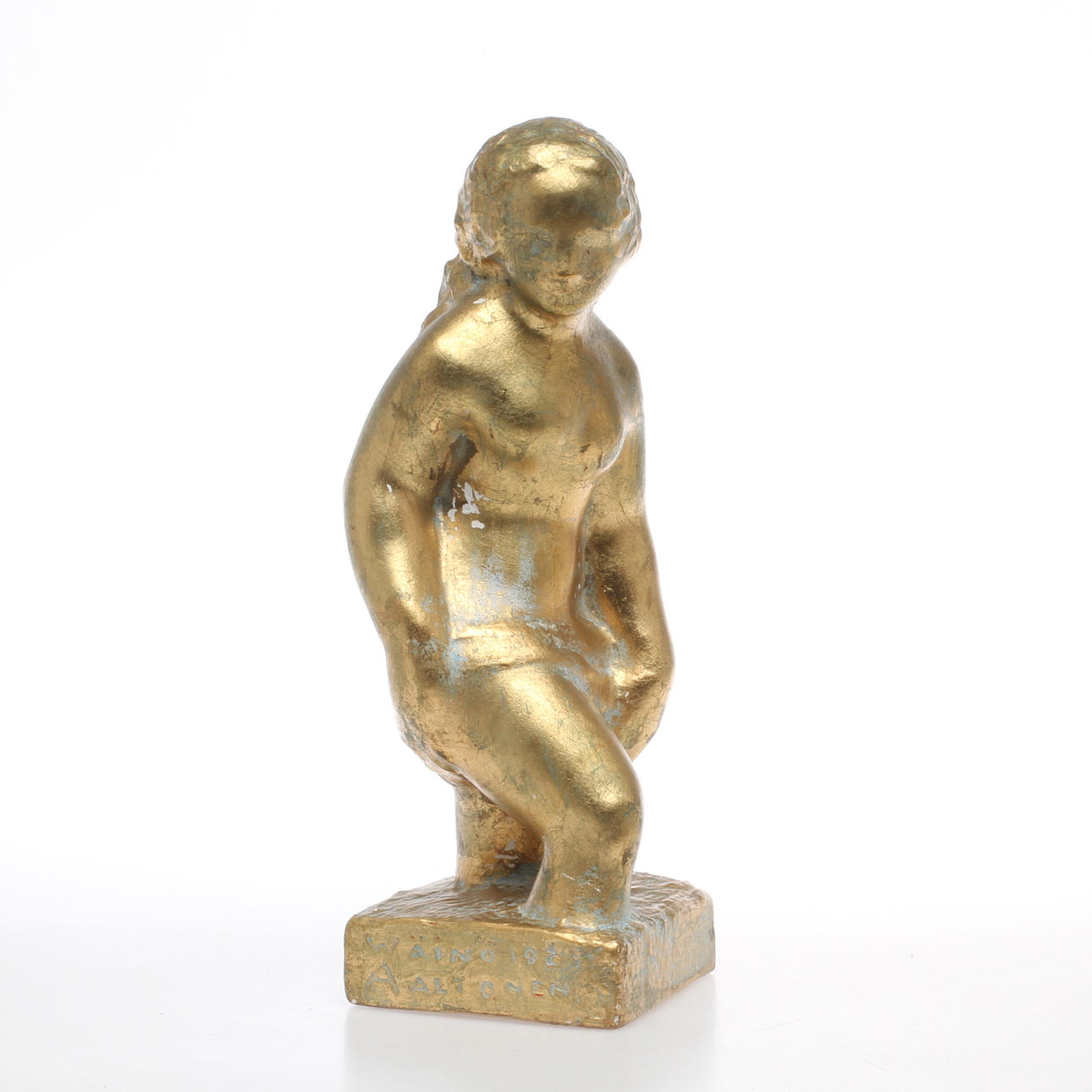 WÄINÖ AALTONEN. Vadande kvinna, patinerad gips, signerad och daterad 1925.