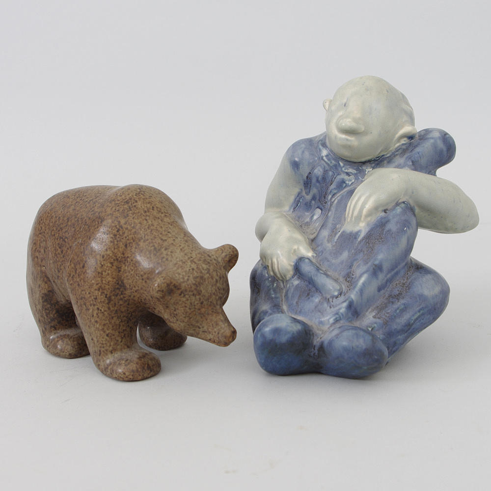 TROLL SAMT BJÖRN, keramik, Åke Holm, Höganäs.