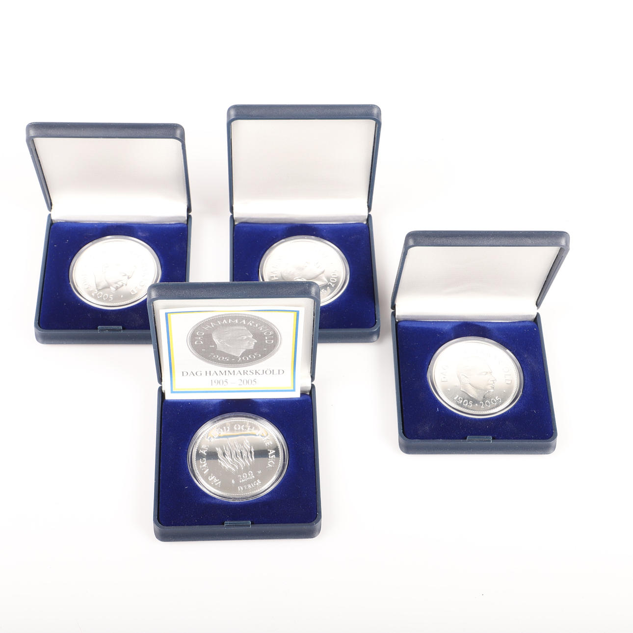 MYNT, 4 stycken, Dag Hammarskjöld 200 kr, silver.