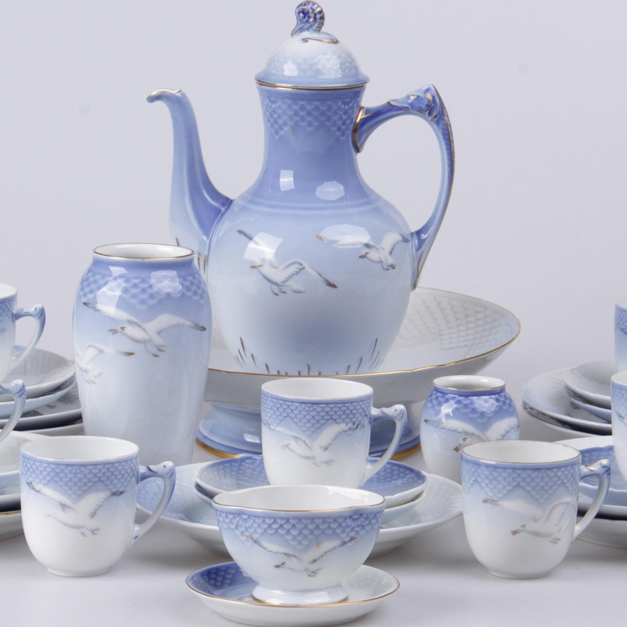 MOCCASERVIS, 30 delar, blå måsen, Bing och Gröndal, Danmark.