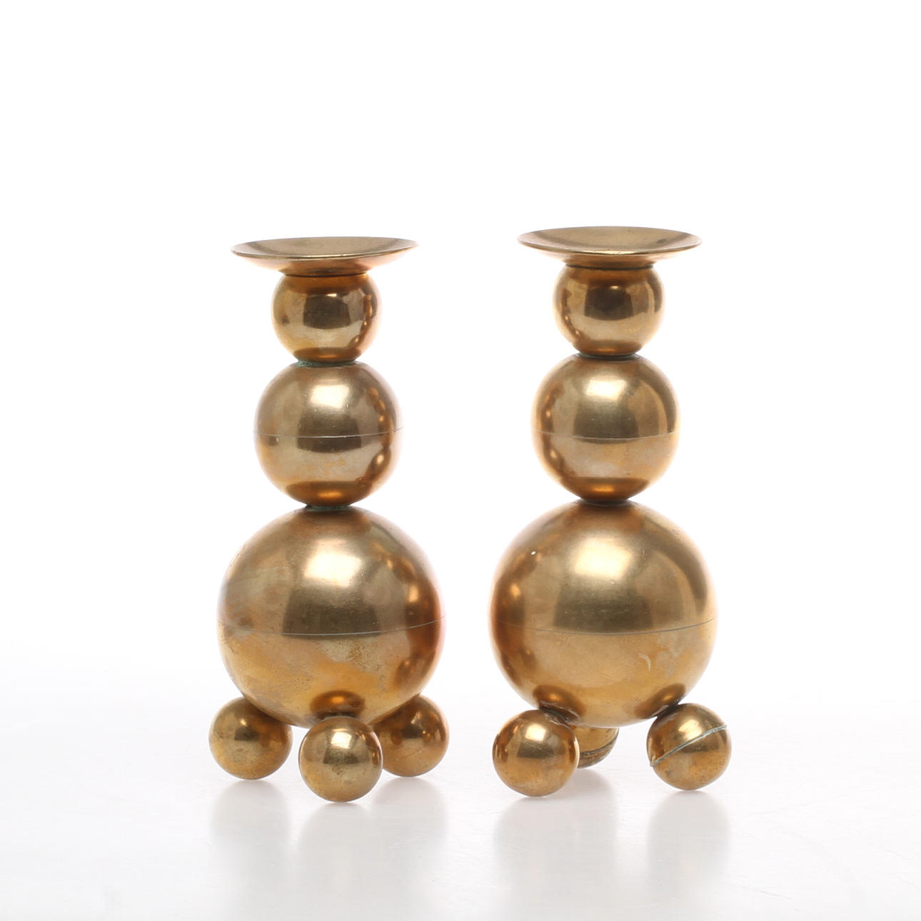 LJUSSTAKAR, 1 par, mässing, Gusum, 1900-tal.