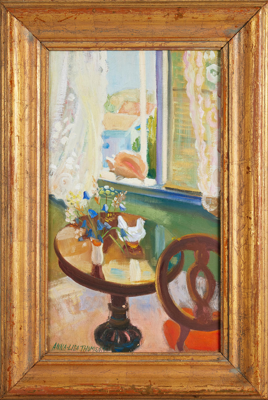 ANNA-LISA THOMSON. Interior, oil on canvas, signed.