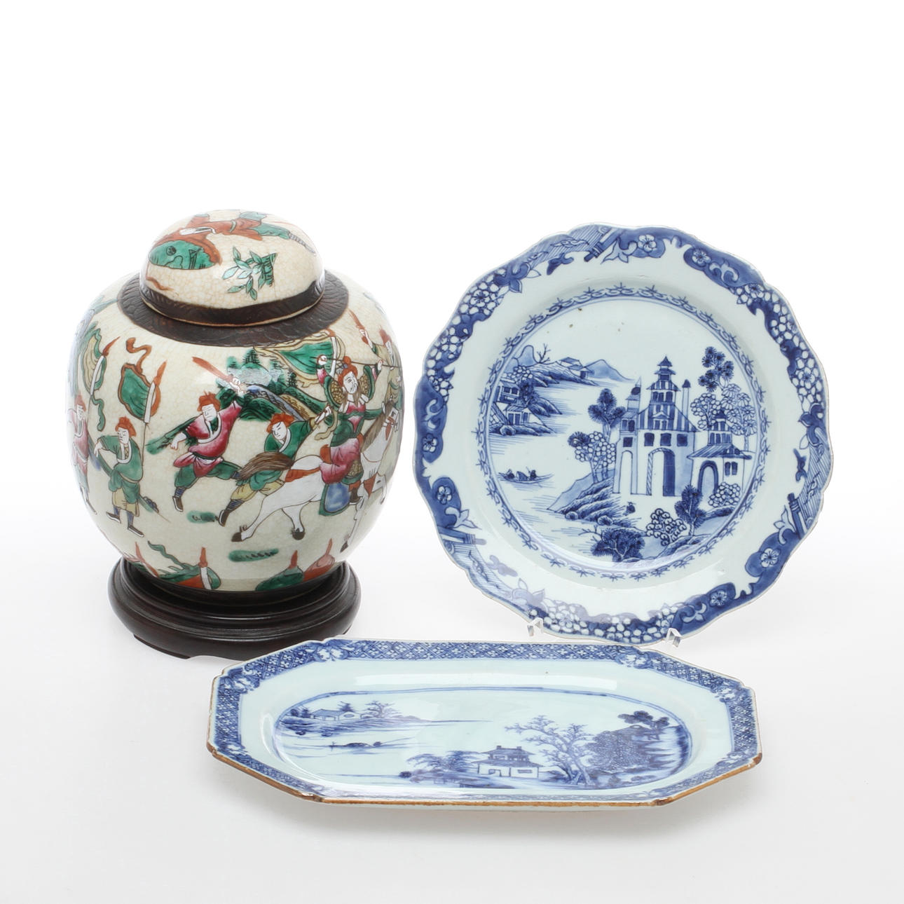 PARTI PORSLIN, 3 delar, Bojan samt fat, Kina.