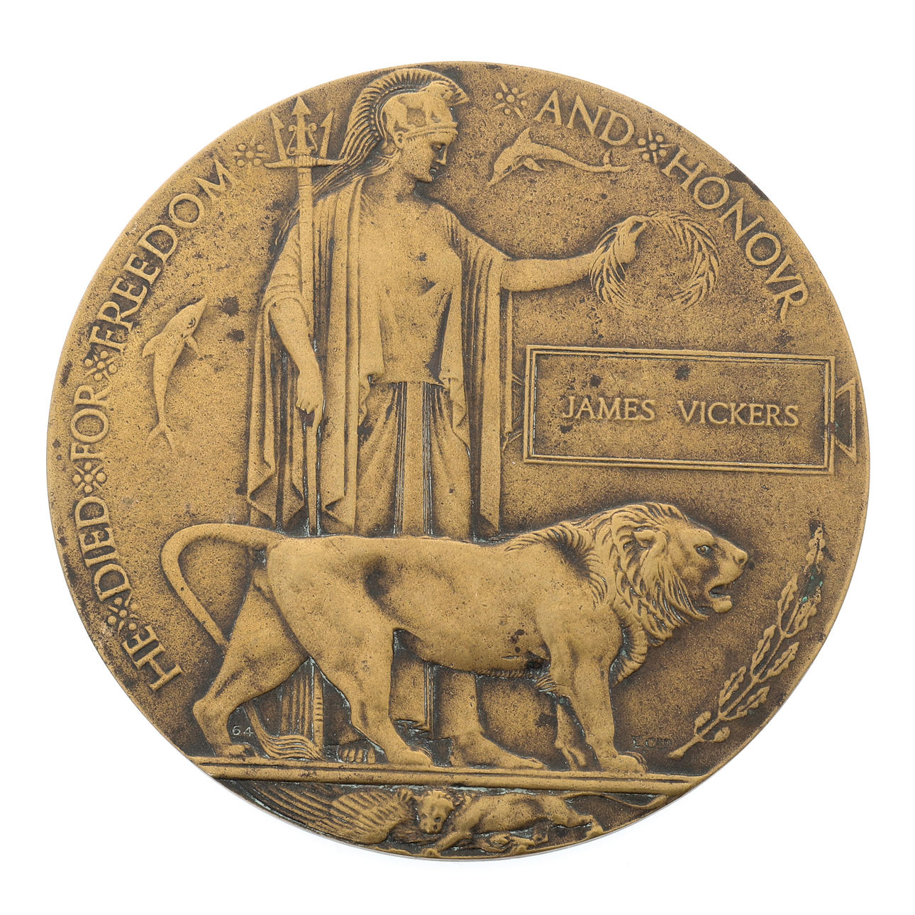 EINE BRONZE-TODESPLATTE AUS DEM ERSTEN WELTKRIEG.